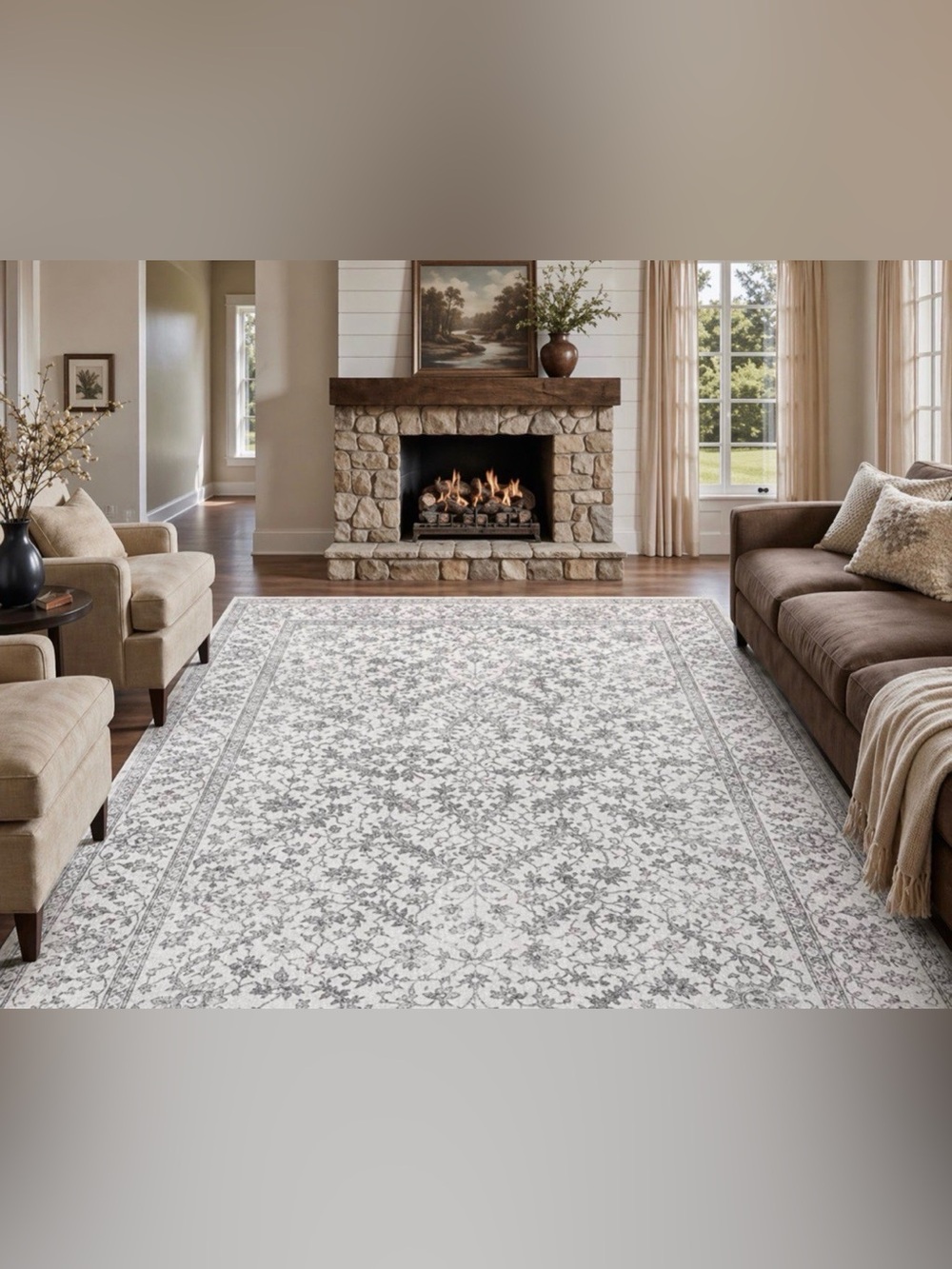 Vintage washable medallion 5X7 rug